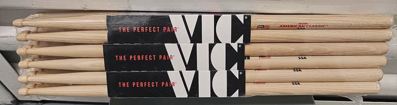 12 pairs - Vic Firth American Concept Freestyle 55A Wood Tip Drum Sticks  Natural image 1