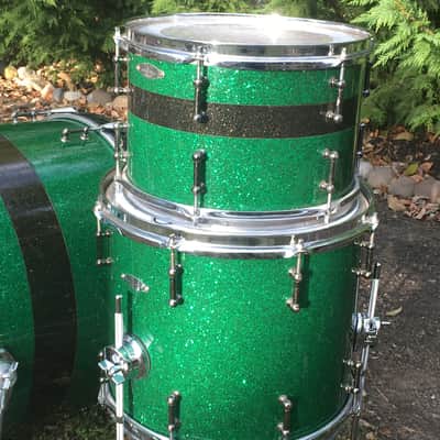 C&C Custom Drums Green Glass Glitter USA Order Made Drum Set Rock Kit CC Cardwell & Cardwell CC Maple Shells 12/14/22 image 10