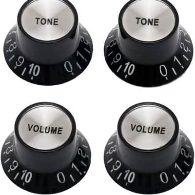 Electric Guitar Top Hat Knobs Speed Control Knobs 2 Volume 2 Tone Compatible with Les Paul LP Electric Guitar, Guitar Parts Replacement, Black image 1