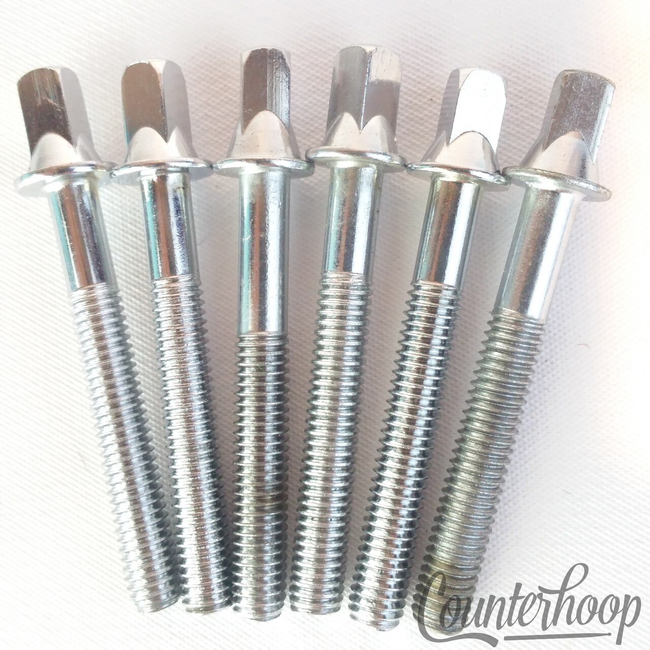 Pearl 6x 1 3/4"Tension T-Rods Metric Thick Size Tom/Snare Drum Chrome Vintage60 — main photograph