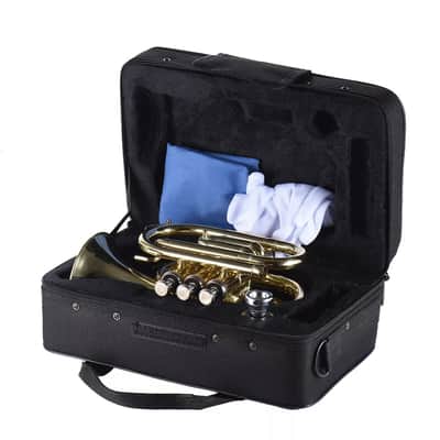 Compact Bb Flat Pocket Trumpet – Brass Wind Instrument for Students & Beginners image 6
