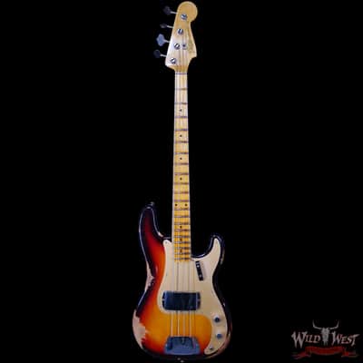 Fender Custom Shop Limited Edition 1958 P-Jazz Bass Precision Bass Body with Jazz Bass Neck Heavy Relic 3 Tone Sunburst 8.50 lbs image 3
