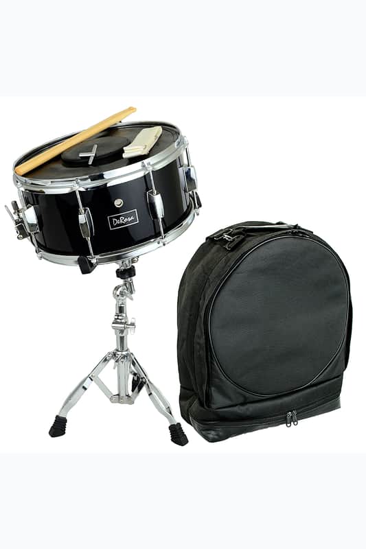De Rosa   DRMS14-BKQ 14" Snare Drum Kit  w/Backpack Case, Sticks, Tuning Key,  Snare Straps & Stands image 1