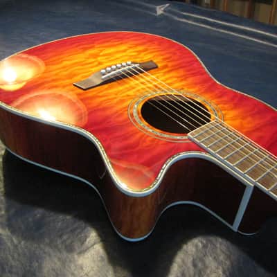 2005 Ibanez AEF 100 Acoustic Electric Guitar Antique Cherry Burst image 4