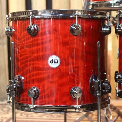 Used DW Collector's Maple Candy Apple Red over Redwood Stump Drum Set - 22,10,12,14,16,14sn image 7