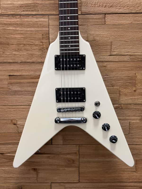 Jay Turser JRV-24 Flying V Electric Guitar -24" scale - Vintage White image 1