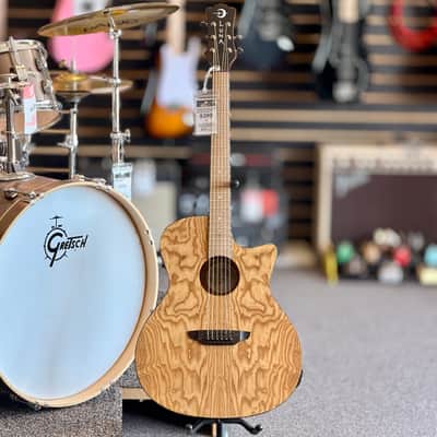 Luna Gypsy Quilt Ash Acoustic-Electric Guitar, Natural image 4