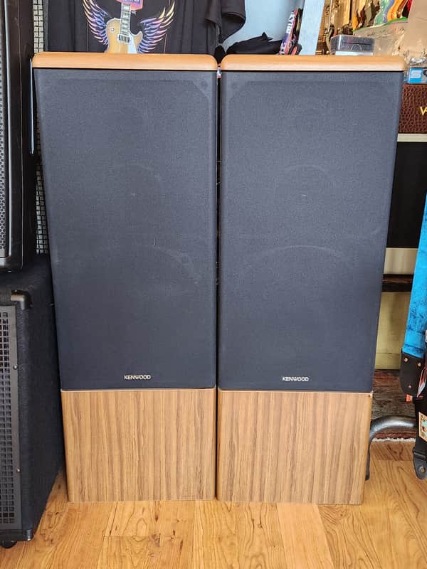 Vintage 1980s Kenwood JL-1090AV 3-Way Tower Floor Speaker Pair Wood image 1