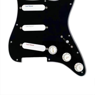 LACE Sensor Ultimate Triple Loaded Pickguard- - Black Pickguard/White Pickups image 1