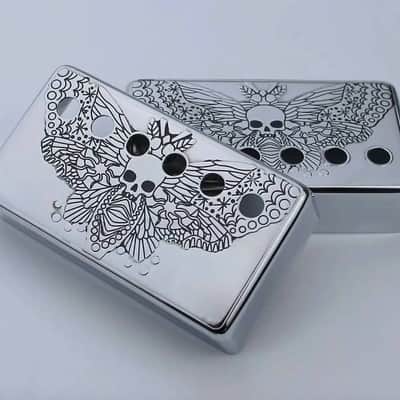 2pc Vintage Butterfly Top Guitar Humbucker Pickups Covers Neck and Bridge Set 50/52MM Spacing image 2