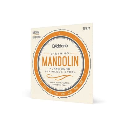 D'Addario 11-36 Medium Flatwound 8 String Mandolin Strings - EFW74 (Flat Wound) image 2