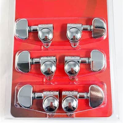 Grover 102C Original Rotomatics with Round Button - Guitar Machine Heads, 3 + 3 - Chrome image 3
