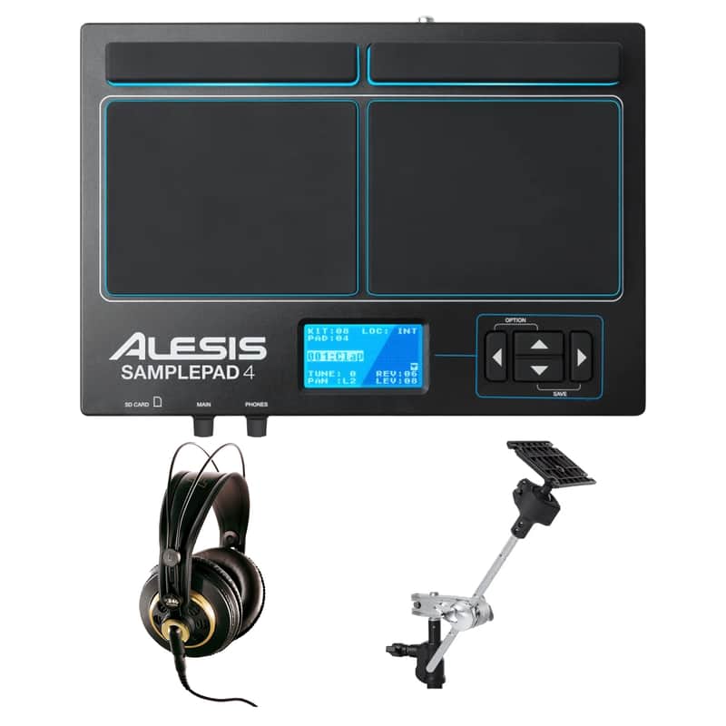 Alesis SamplePad 4 + Headphones + Clamp Mount image 1