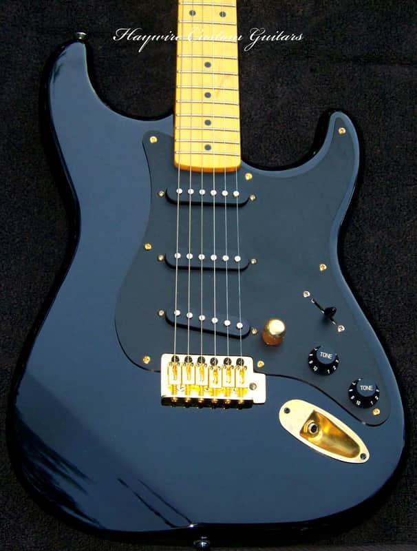 Black& Gold Custom Shop Mahogany+Matte Black Guard+All Maple Neck+Working Bridge Tone +Treble Bleed Circuit+ Vintage Custom Matched Pickups + Dual Action Truss Rod+ Vintage Kluson Style Tuners+Leveled, Crowned and Polished Frets! image 1