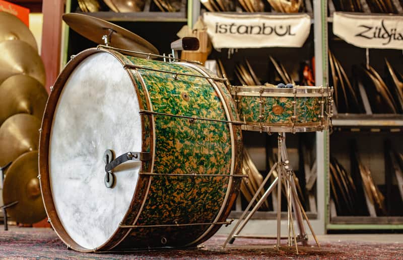 Ludwig  1930's 'Peacock Pearl Outfit' in Original Peacock Pearl Gen. II' - 14x27.5 & 5x14 image 1