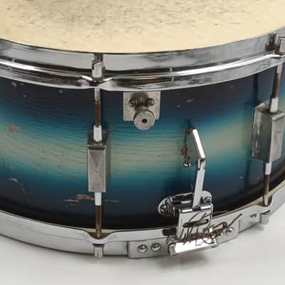Vintage Ajax 1930s New Century Dual Snare Drum – Blue Silver Duco – Solid Shell image 5