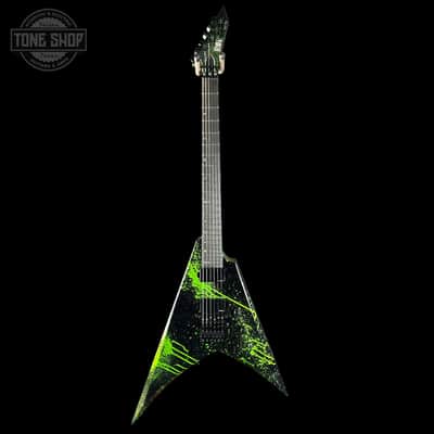 ESP USA V-II Alien Blood Splatter NTB Floyd Rose Black Hardware Fishman Fluence w/Case image 2