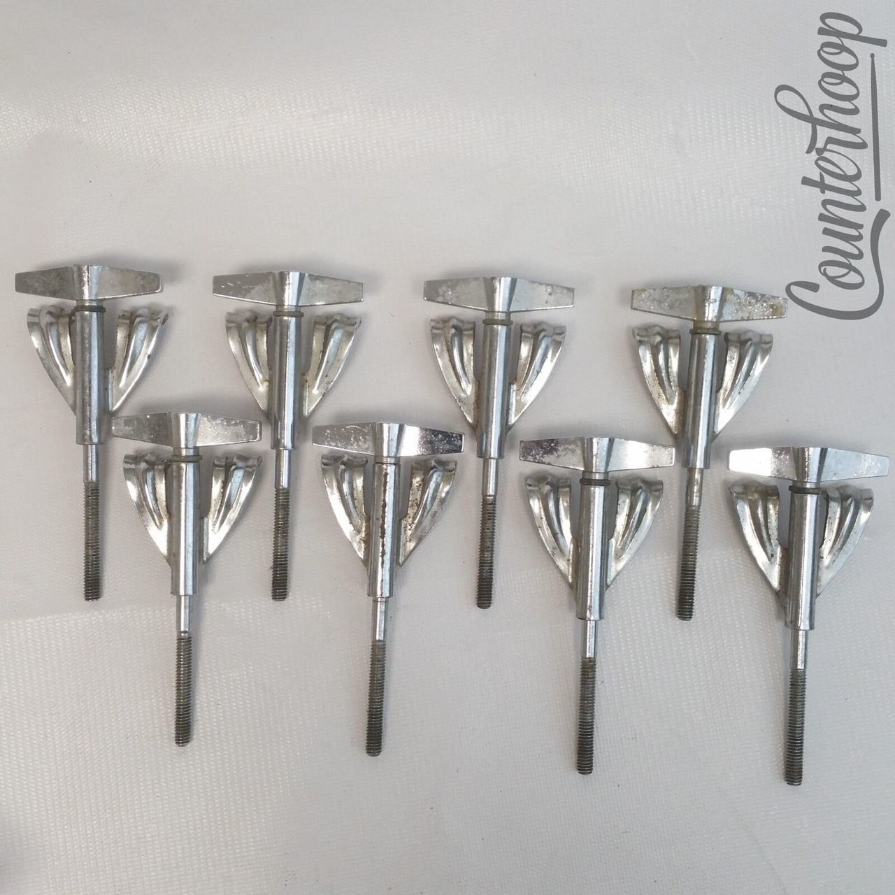 Ludwig 8x Bass Drum Tension T-Rods+Claws Standard Chrome Vintage 60s-70s USA* — main photograph