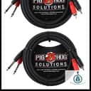 Lifetime Warranty! Pig Hog PD-R1410 Two-Pack 10 Floor Tom Dual 1/4" Mono Male > Dual RCA Plugs