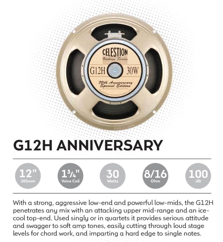 Celestion G12H ANNIVERSARY 12" 8ohm 30W Ceramic Magnet Guitar Speaker 100dB 85Hz T4533 image 1