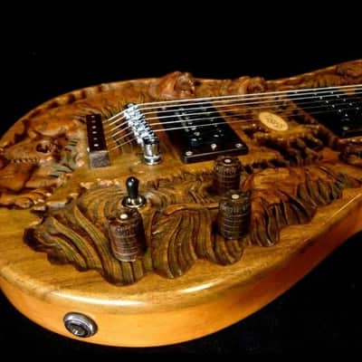 Blueberry Guitar Handmade Electric Guitar Tiger Motif 2022 - Hand Carved & Hand Made image 9