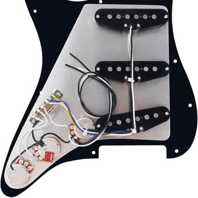 3Ply Loaded SSS Pickguard Vintage F '60s Tones Prewired Strat Pickguard with Staggered Alnico 5 SSS Single Coil Pickups for Fender Stratocaster ST Style Electric Guitars JT/HBZC-01 Black image 2