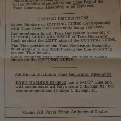 Rhodes Keyboard Instruments Replacement Parts Kit 01-2824 #A Tines image 12