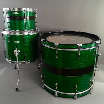 C&C Custom Drums Green Glass Glitter USA Order Made Drum Set Rock Kit CC Cardwell & Cardwell CC Maple Shells 12/14/22 image 22