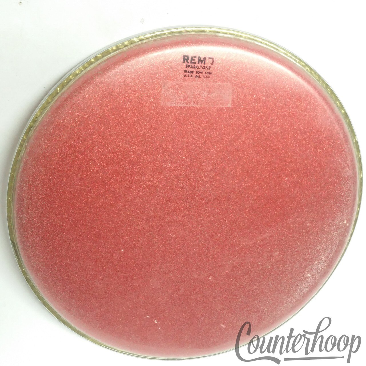 Remo 12" Red Sparkle Sparkltone Batter Stage Tom Drum Head Sparkletone 70s USA* — main photograph