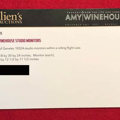 Amy Winehouse Personally Owned Genelec 1032A 10" Powered Nearfield Studio Monitor (Pair) image 10