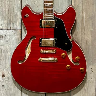 Washburn HB35-WRK Semi-Hollowbody Wine Red, Fantastic Tone, Professional Setup Hard Shell Case & Ships Fast Too ! image 2
