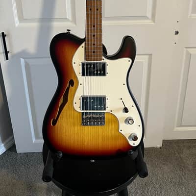 Warmoth Fender Telecaster Thinline Deluxe CuNiFe HH 2022 - Satin 3 Tone Sunburst image 1