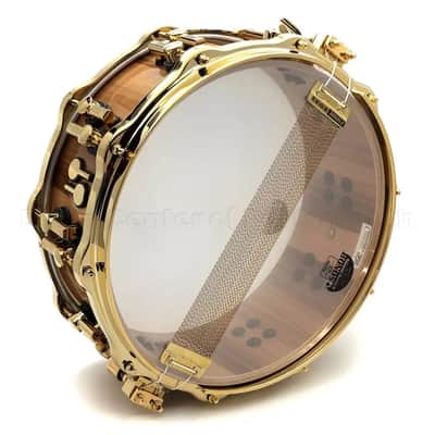 Sonor SQ2 Heavy Beech Snare Drum 14x5.5 American Walnut Gloss w/Gold Hw image 4