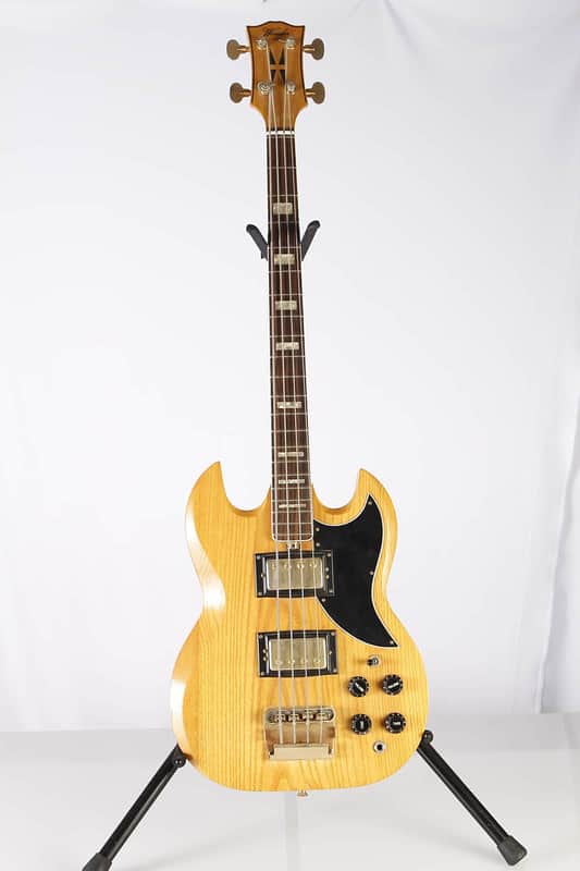 Vintage Wonder US SG Bass Natural Blonde electric bass guitar image 1