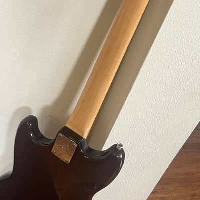 1975 Fender Mustang Bass & hard case - Transparent Walnut - Clean! image 13