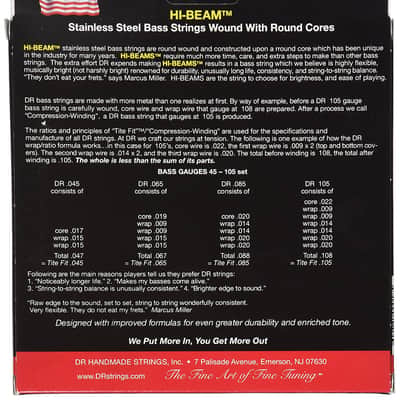 DR MR5-45 5 string HI-Beams Bright Stainless Steel Bass Guitar Strings 45-125 MED image 2