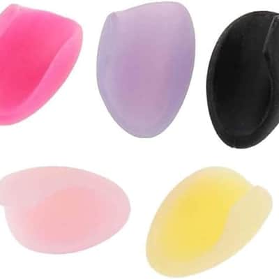 5pcs Flute Thumb Rest Cushion Soft Silicone Finger Cover for Flute Wind Instrument Black Purple Pink Yellow Rose Pink image 1