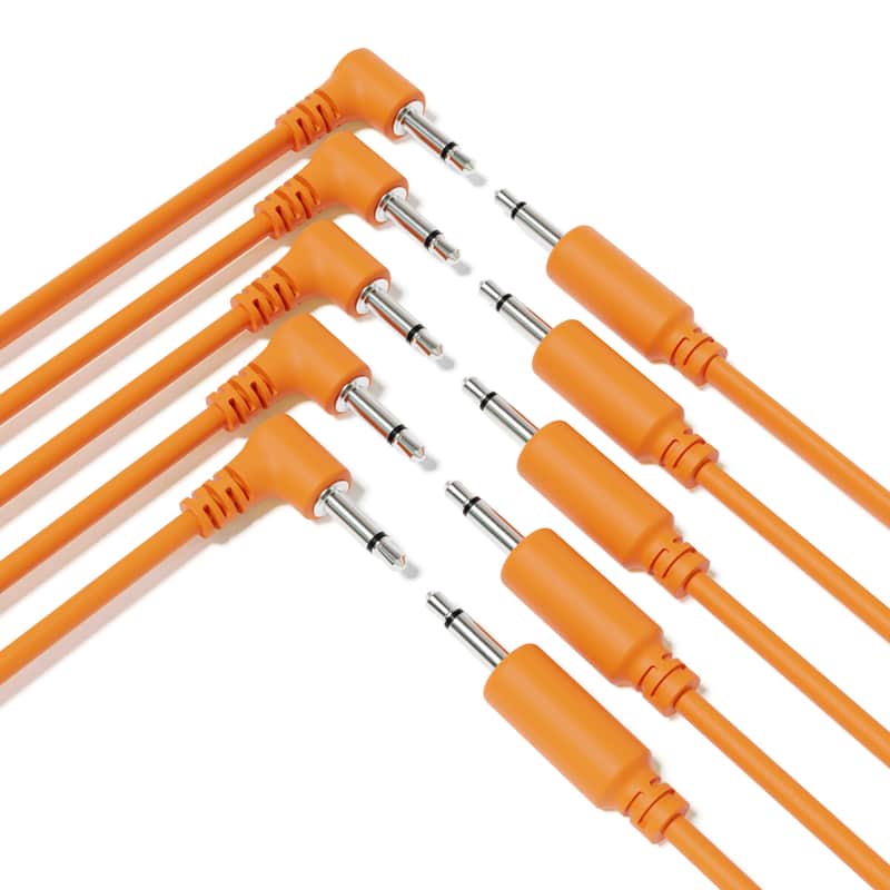 ExcelValley [Orange | 20 cm - 7.87"] 5-Pack Hybrid Mono Modular Patch Cables TS 3.5mm 1/8" Eurorack Synth Synthesizer image 1
