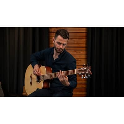 Ortega D7CE-5 - Acoustic Electric 5-String Bass Medium Scale Ortega Spruce Mahogany Cutaway image 4