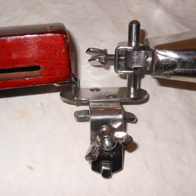 Vintage 1965 Ludwig Bell-Block holder w/golden Tone Cowbell & Woodblock image 5