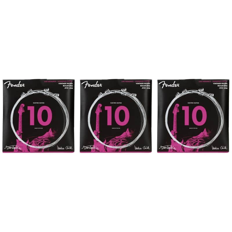 Fender Hendrix Voodoo Child Bullet End Vintage Nickel Electric Guitar Strings - .010-.038 (3-Pack) image 1