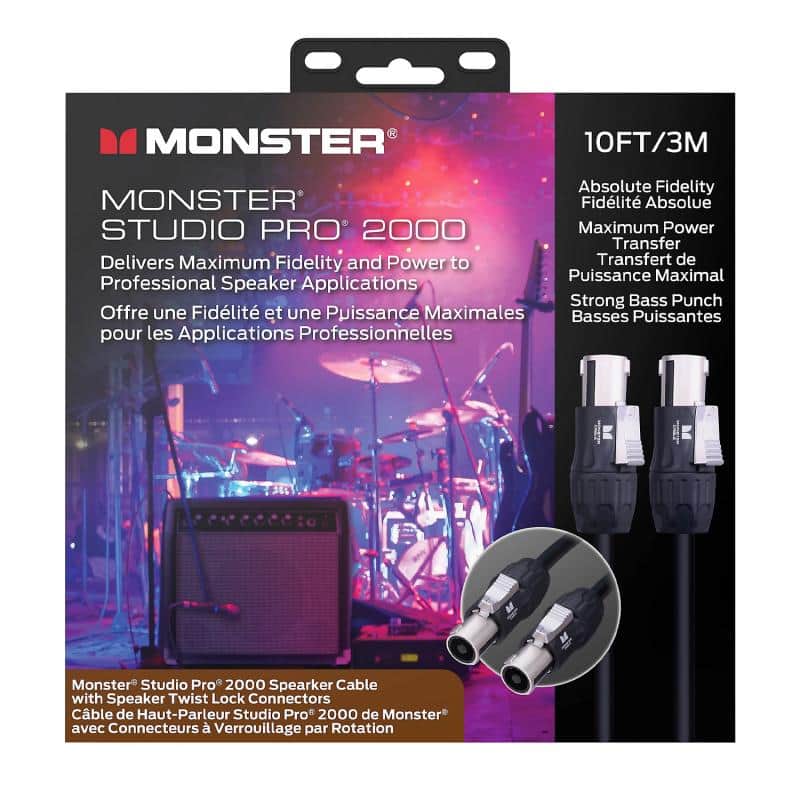 Monster Studio Pro 2000, Speaker 10 ft/3m - Speak-On (60010) - Black image 1