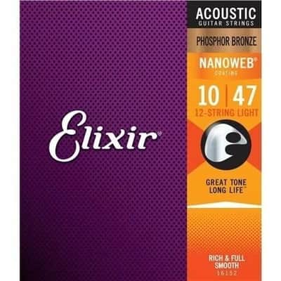 Elixir Nanoweb 12 String Acoustic Guitar Strings, Phosphor Bronze, 10-47 - 16152 image 2
