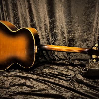 Guild F50 1959 Hoboken Jumbo Acoustic Ghost Label "Rare Bird Alert" Flame Maple Archback Buddy Holly image 2