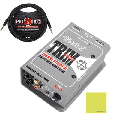 Radial Engineering Trim-Two Passive Stereo Direct Box with Level Control Bundle w/Pig Hog PCH10BK "Black Woven" Instrument Cable and Liquid Audio Polishing Cloth image 1