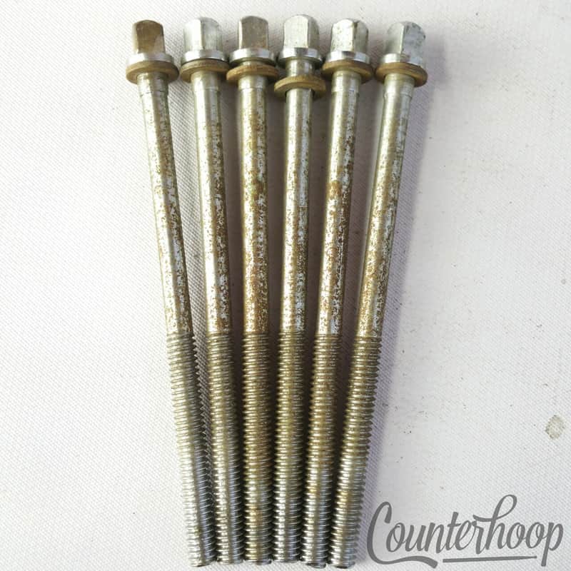 *Slingerland 6x Tension T-Rods 3 1/2" Floor Tom Drum Chrome 50 Brass Washers USA image 1