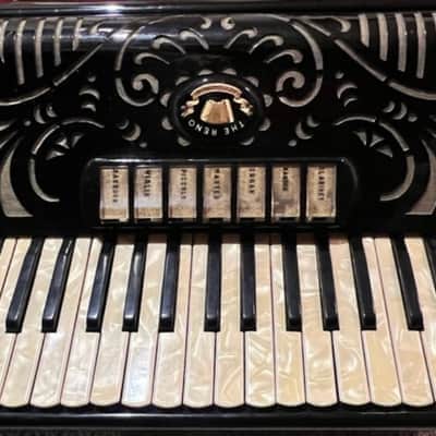 1950s vintage, very rare, Reno Accordion, 120/41, 7/3 registers, excellent condition, mother-of-pearl keys, original case image 5