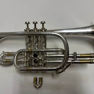 Circa 1920 Brua C. Keefer Silver-Plated Bb/A Rotary-Change Cornet with Case & Slides image 17