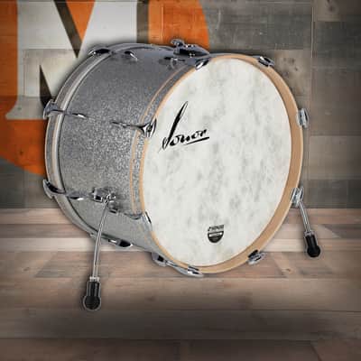 Sonor Vintage Series 22 In. x 14 In. Bass Drum - Vintage Silver Glitter (VT-2214-BDWM-VSG) | Musician Madness image 1
