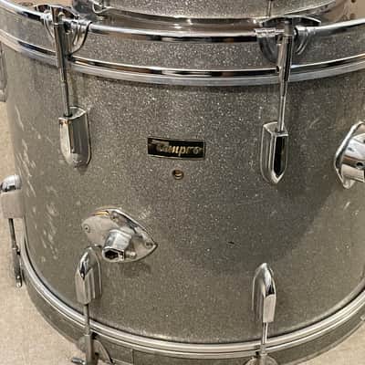 1960’s-1970’s Tempro 3 Piece Drum Kit Silver Sparkle Pearl Stencil Japan 20 / 14 / 12 image 10